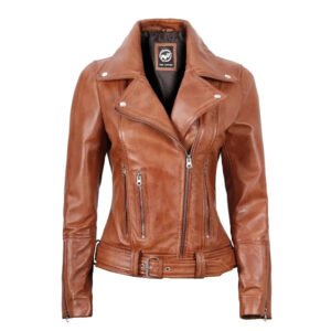 Women s Asymmetrical Moto Leather Jacket Belted Style