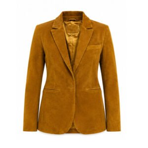 Women’s Premium Camel Suede Leather Blazer Jacket