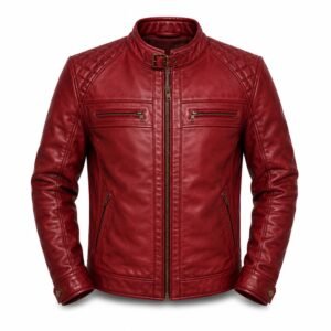 Men's Red Genuine Leather Biker Jacket