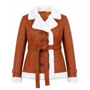 Women's Brown Leather Shearling Coat