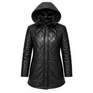 Women’s Black Quilted Leather Coat
