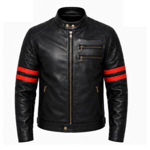 Men’s Genuine Leather Racing Biker Jacket