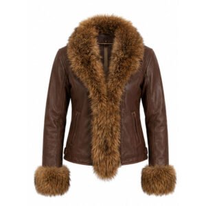 Women's Premium Leather Jacket with Faux Fur Trim