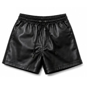 Women's Premium Black Leather Drawstring Shorts