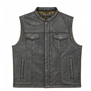 Men’s Vintage Black Leather Motorcycle Vest