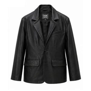 Men's Premium Black Leather Blazer Jacket