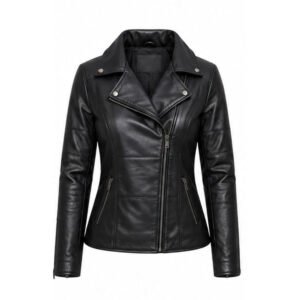 Women's Brown Quilted Leather Biker Jacket