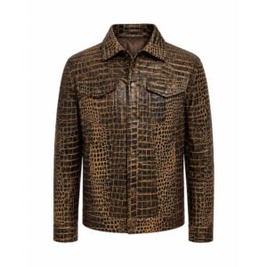 Men's Crocodile Embossed Genuine Leather Jacket