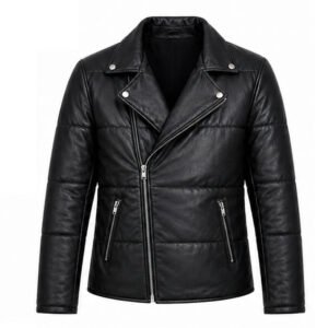 Women's Brown Quilted Leather Biker Jacket