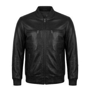 Men’s Black Genuine Leather Bomber Jacket