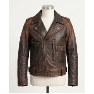 Women’s Vintage Brown Leather Biker Jacket