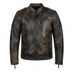 Men’s Vintage Black Leather Biker Jacket
