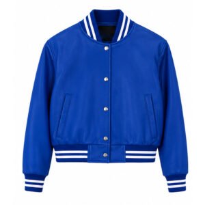 Royal Blue Leather Varsity Jacket