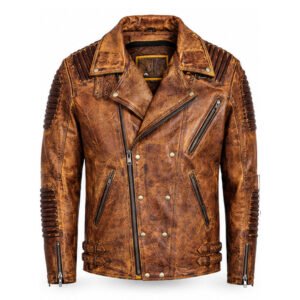 Men’s Vintage Brown Leather Biker Jacket